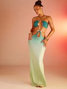 Hauture Women's Vacay Halter Neck Minimalist Dress, Suitable For Summer - Multicolor - View 5