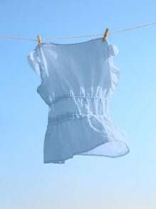 Elamini Chemise décontractée pour femme avec détail de cordon coulissant en couleur unie - Bleu azur - Voir 2