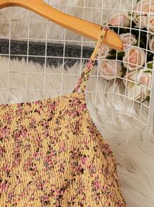 SHEIN LUNE 大码女式碎花节日休闲长款背心裙新年服装长款女装