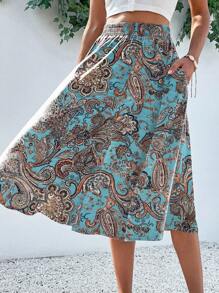 Breezaya Paisley Print Casual Holiday Skirt - Multicolor - View 4