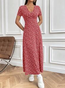 Flirla 小花印花束腰长裙女装