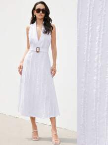 Aveloria Modichic Vestido envolvente de lujo para uso diario con cinturón de cintura entallada, estampado jacquard, satén de parche y solapa elegante para mujeres