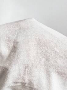 SHEIN EZwear 白色宽松抽绳腰阔腿编织女裤 - 白色 - 查看 6