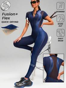 Innovista Traje de una pieza para ejercicio con ajuste esculpido, alta elasticidad para gimnasio, mono deportivo de Body, de manga corta