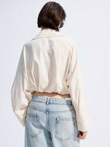 LYSMO Chaqueta blanca de manga larga para mujer, de moda y adecuada para el verano - Blanco - Ver 2