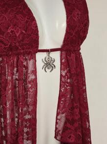 SHEIN ICON 女士日常两件套服装 - 酒紅色 - 查看 5