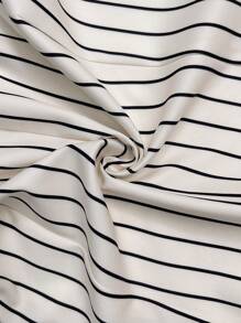 SHEIN LUNE Bộ vest và quần sọc thường ngày cỡ lớn mùa hè - Màu be - Xem 7