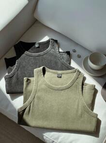 Comfortcana 2pcs/ Set Tight-Fitting Snow Flake Knit Tank Top & Vests