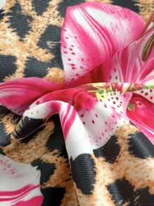 Swim Mod 2pcs Women's Random Printed Sexy Spaghetti Strap High Cut Bikini Set, Summer Swimwear - Multicolor - View 5