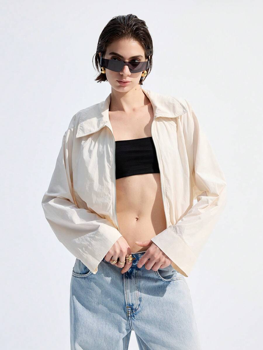 LYSMO Chaqueta blanca de manga larga para mujer, de moda y adecuada para el verano - Blanco - Ver 1