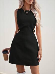 Aveloria Modichic Cut Out Waist Dress Christmas Holiday Party Dress  - Black - View 3
