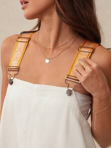 WESTFADE 方领乡村西部牛仔女装春季碎花吊带休闲牛仔背带迷你连衣裙女式夏季服装 - 白色 - 查看 2