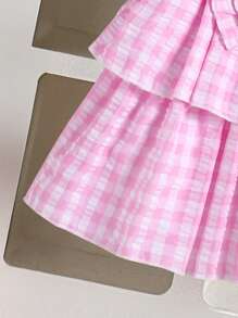 Elladie kids 青春期前女孩的白色衬衫，带有蝴蝶结装饰，搭配双层裙子，适合日常穿着或度假