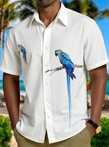 Manfinity Homme Loose Fit Men Floral & Letter Print Shirt - White - View 1