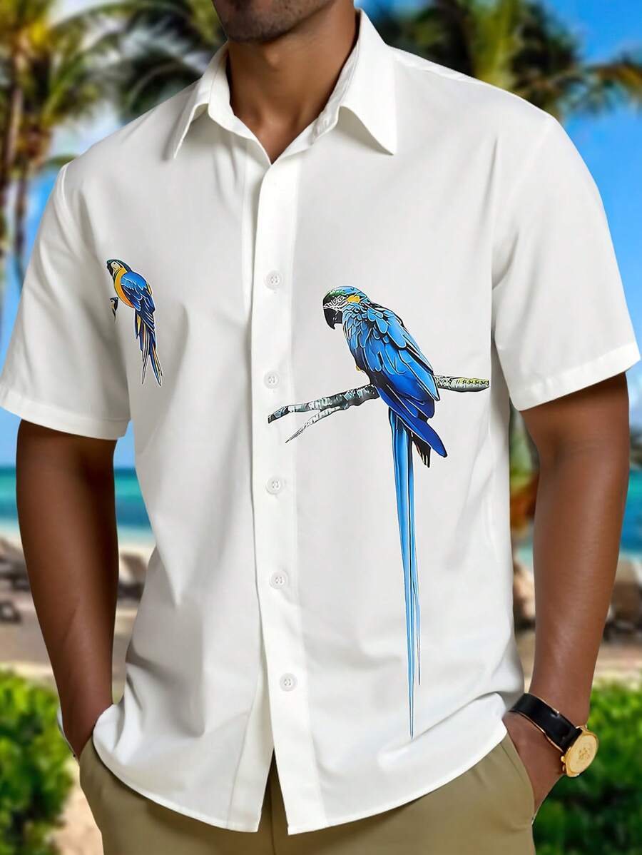 Manfinity Homme Loose Fit Men Floral & Letter Print Shirt - White - View 1