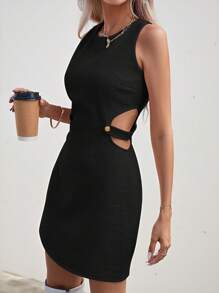 Aveloria Modichic Cut Out Waist Dress Christmas Holiday Party Dress  - Black - View 5