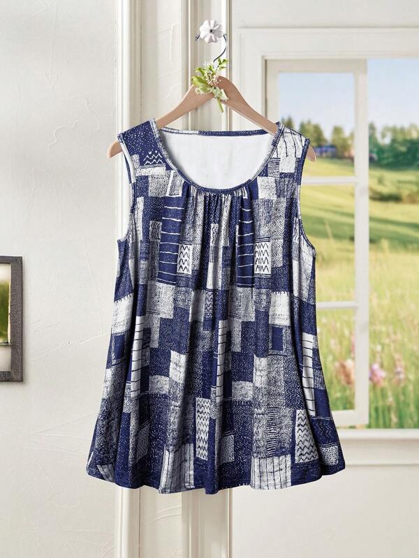 Rusticease Plus Size Women's Summer Casual Plaid Sleeveless Tank Top