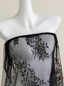 SHEIN Unity Black Floral Lace Sexy Bandeau Top - Black - View 4