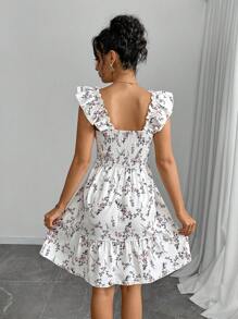 Chiquease Women's Elegant Ruffle Shoulder A-Line Mini Dress - White - View 2