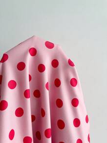 Elamini Retro Polka Dot Spaghetti Strap Backless Bodycon Mini A-Line Dress - Pink - View 3