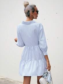 Aveloria Modichic Vestido con estampado de rayas, volantes en el bajo y diseño holgado para mujeres, elegante
