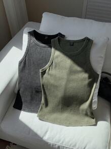Comfortcana 2pcs/ Set Tight-Fitting Snow Flake Knit Tank Top & Vests
