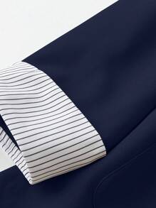 GlowEve CURVE 大码女式梭织面料翻领插肩长袖条纹花卉印花拼布西装外套，优雅休闲舒适百搭，适合新年、音乐节、情人节、感恩节、圣诞节、万圣节、复活节、狂欢节等场合，如休闲聚会、海滩度假、公园野餐、通勤、购物娱乐，面料舒适，设计独特，性价比高。