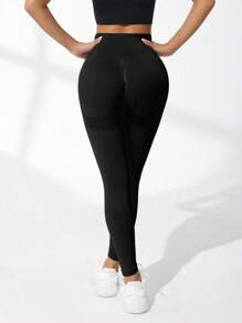 Easithlete 2pcs Solid Color High Waist Seamless Elastic Leggings Yoga Women Pants - Multicolor - View 6
