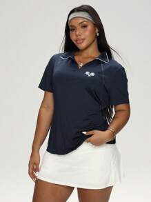 Easithlete Women's Short Sleeve Sports T-Shirt, Fashionable For Summer - Royal Blue - View 2