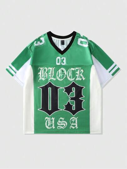 Prep Camiseta deportiva de manga corta con malla y empalme para hombres, jersey deportivo
