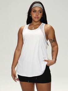 Rhythm Era Große Größen lässiges, einfaches Ausschnitt-Sport-Tank Top