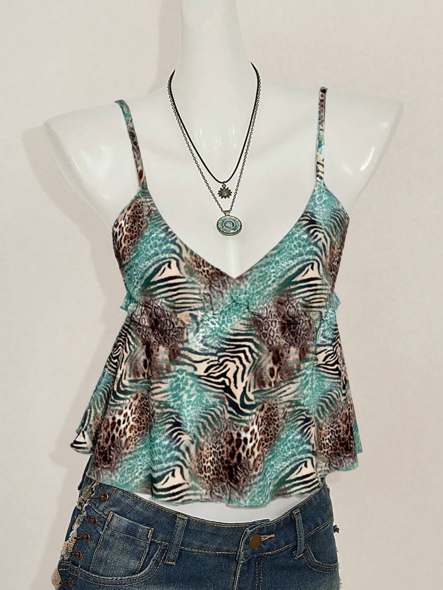 SHEIN ICON 女士休闲动物印花吊带背心，适合夏季