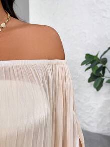 SHEIN Clasi Set da 2 pezzi con vestito monospalla tinta unita e soprabito, taglie grandi