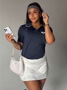 Easithlete Women's Short Sleeve Sports T-Shirt, Fashionable For Summer - Royal Blue - View 1