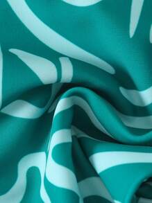 Swim Vcay 春假随机印花吊带扭纹高开叉性感女式比基尼套装 - 綠色 - 查看 6