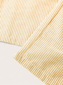 SHEIN EZwear 女士休闲条纹吊带背心连体裤，夏季 - 黃色 - 查看 4