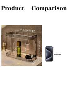 SHEIN 1 件高档浴室梳妆台化妆品香水收纳架梳妆台双层储物架家用护肤品收纳盒简约透明收纳盒 - 彩色 - 查看 12