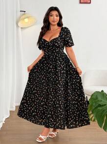 Vionelle Váy ren hoa đi biển gợi cảm và thanh lịch cỡ lớn - màu đen - Xem 5