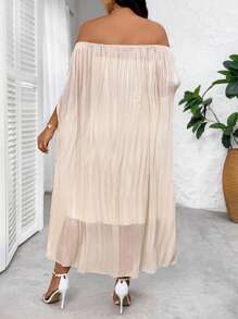 SHEIN Clasi Set da 2 pezzi con vestito monospalla tinta unita e soprabito, taglie grandi