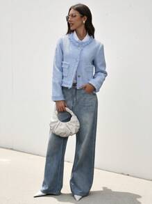 SHEIN Black Friday x Star Picks Aveloria Modichic Classic British Style High-Quality Tweed Fabric Casual Versatile Sophisticated Jacket  Fall Winter Cloth For Women