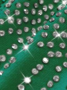 大码休闲字母限量版T恤热销钻石图案圆领上衣休闲图案T恤女式上衣 - 綠色 - 查看 3