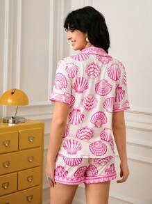 Chillnights Young Ocean Shell All-Over Print Collar Women's Sleepwear Set Holidayseason