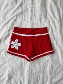 Elamini Y2K-stijl gehaakte bloemen ombre gebreide damesshorts voor vakantie