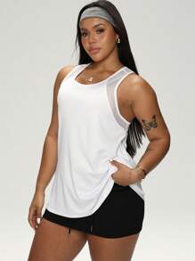 Rhythm Era Große Größen lässiges, einfaches Ausschnitt-Sport-Tank Top