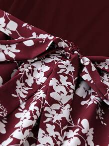 DreamSkyne Plus Size Summer Elegant Floral Print Patchwork Short Sleeve Dress