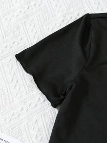 3pcs Girls Teen Outfit Set - Black Top With Cute Bear Graphic, Brown Bear Print Long Pants And Shorts, Short Sleeve, Spring/Summer Homewear - Multicolor - View 3