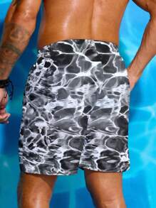 Manfinity Men's Leisure Wave Printed Beach Shorts - White - View 2