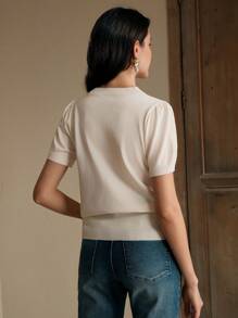 Anewsta Elegant, Casual, Easter, Festival, Vacation Outfits For Women, Vintage-Inspired Star Embroidery Chic Modern Short Sleeve Top, T-Shirt, Blouse For Spring & Summer Festival, Graduation