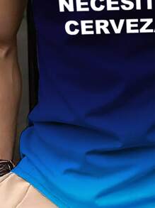 Manfinity Homme Men's Casual Gradient Letter Print Short Sleeve T-Shirt, Summer - Multicolor - View 4