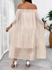 SHEIN Clasi Set da 2 pezzi con vestito monospalla tinta unita e soprabito, taglie grandi